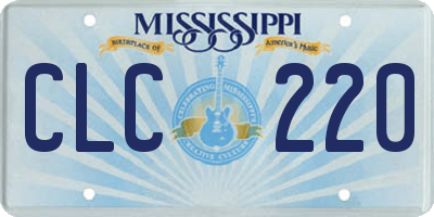 MS license plate CLC220