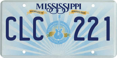 MS license plate CLC221