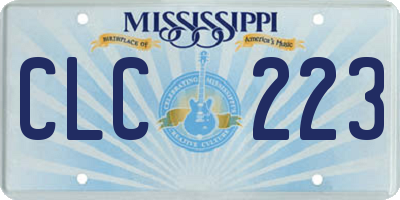 MS license plate CLC223