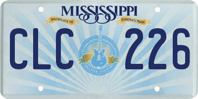 MS license plate CLC226