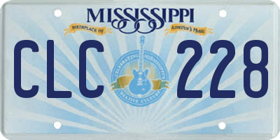 MS license plate CLC228