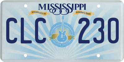MS license plate CLC230