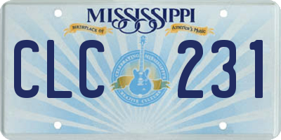 MS license plate CLC231