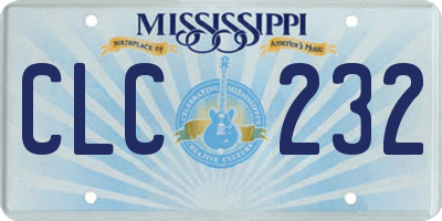 MS license plate CLC232