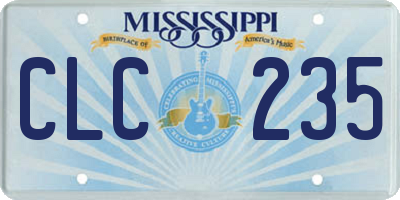 MS license plate CLC235