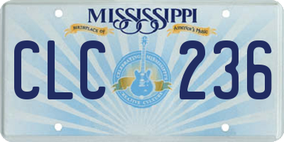 MS license plate CLC236