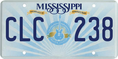 MS license plate CLC238