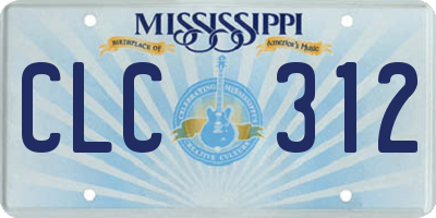 MS license plate CLC312