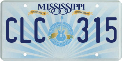 MS license plate CLC315