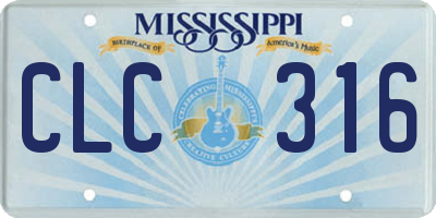 MS license plate CLC316