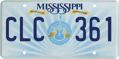 MS license plate CLC361