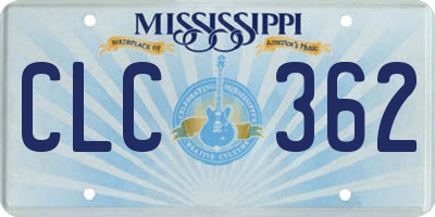 MS license plate CLC362