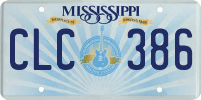 MS license plate CLC386