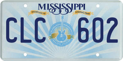 MS license plate CLC602