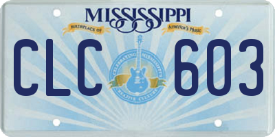 MS license plate CLC603