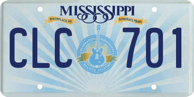 MS license plate CLC701