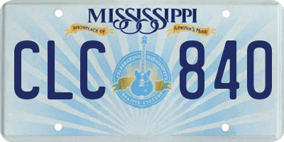 MS license plate CLC840