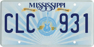 MS license plate CLC931