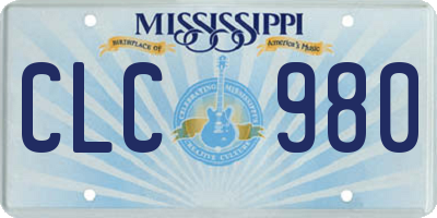 MS license plate CLC980