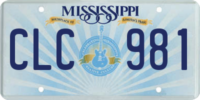 MS license plate CLC981