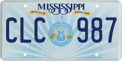 MS license plate CLC987