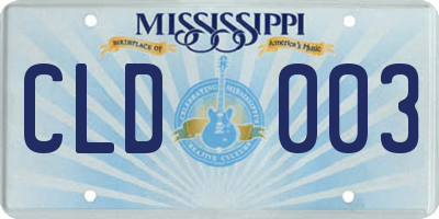 MS license plate CLD003
