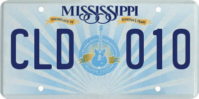 MS license plate CLD010