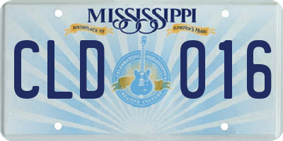 MS license plate CLD016