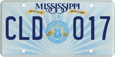 MS license plate CLD017