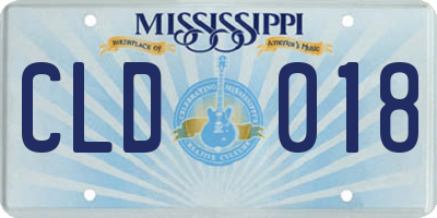 MS license plate CLD018