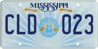MS license plate CLD023