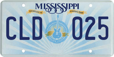 MS license plate CLD025