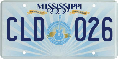 MS license plate CLD026