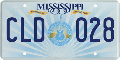 MS license plate CLD028