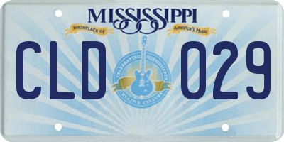 MS license plate CLD029