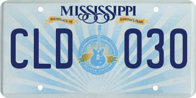 MS license plate CLD030