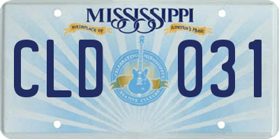 MS license plate CLD031