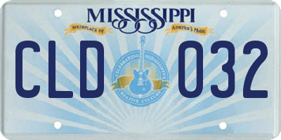 MS license plate CLD032