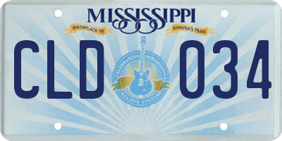 MS license plate CLD034