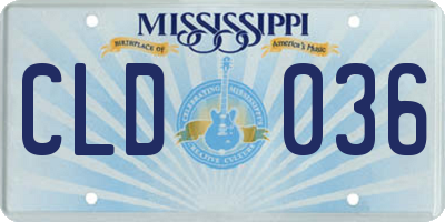 MS license plate CLD036