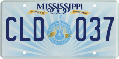 MS license plate CLD037