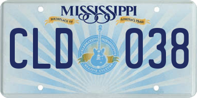 MS license plate CLD038