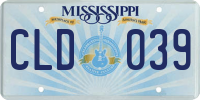 MS license plate CLD039