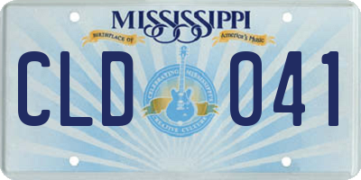 MS license plate CLD041