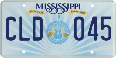 MS license plate CLD045