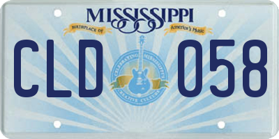MS license plate CLD058