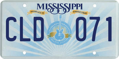 MS license plate CLD071
