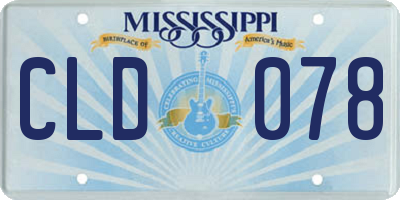 MS license plate CLD078