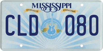 MS license plate CLD080