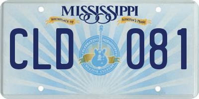 MS license plate CLD081
